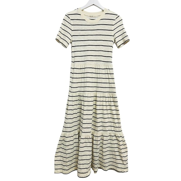 Marine Layer Dresses & Skirts - Marine Layer Dress Womens XS Cream Black Stripe Tiered Tee Maxi Casual Summer
